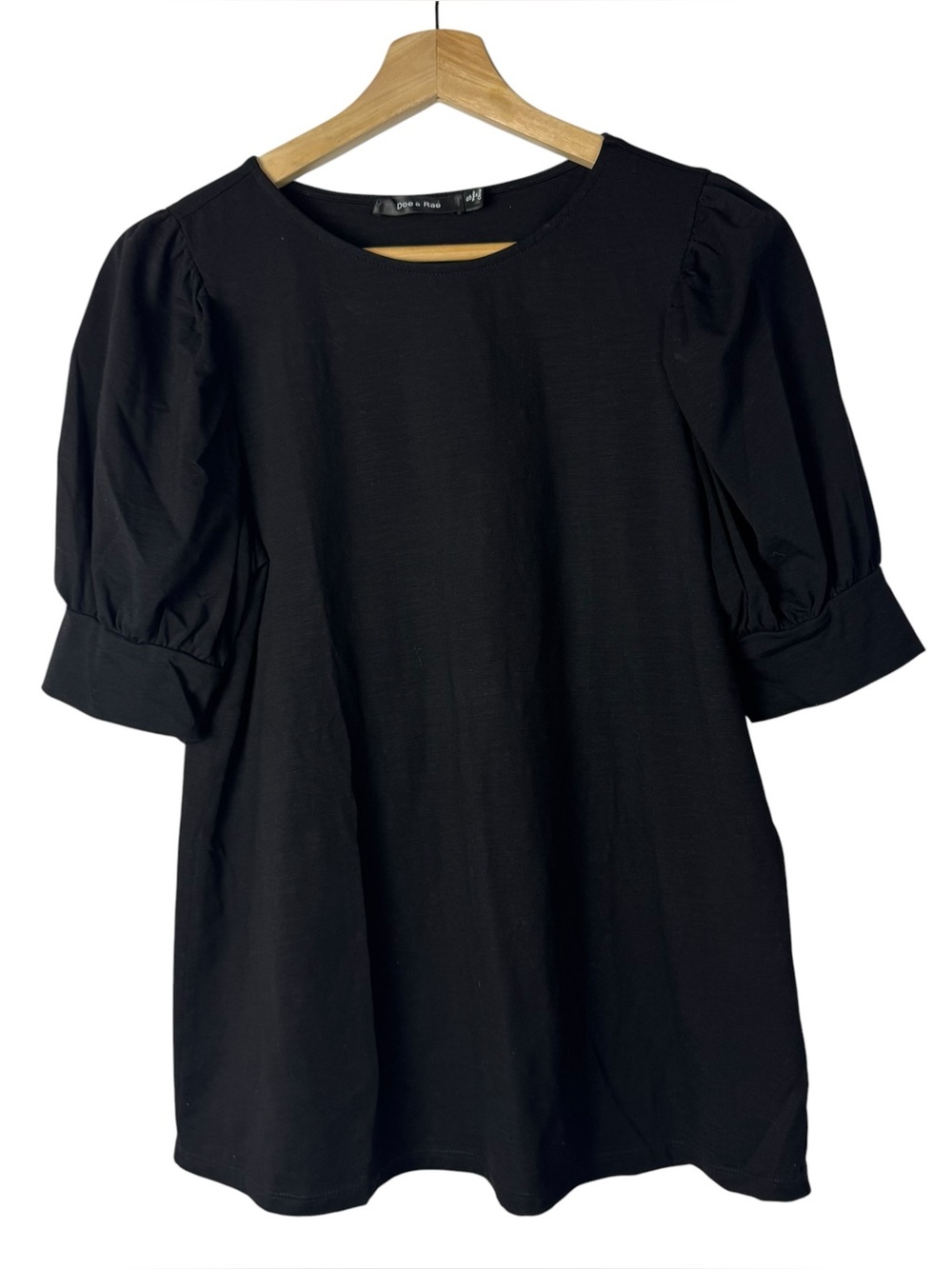 Boutique Doe & Rae‎ Black Puff Short Sleeve Top S